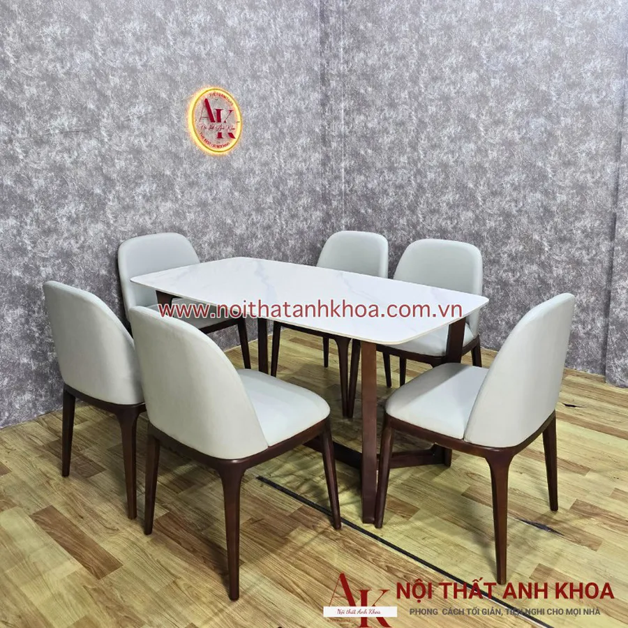 Bộ Bàn Ăn 6 Ghế Mặt Đá Đẹp Hiện Đại