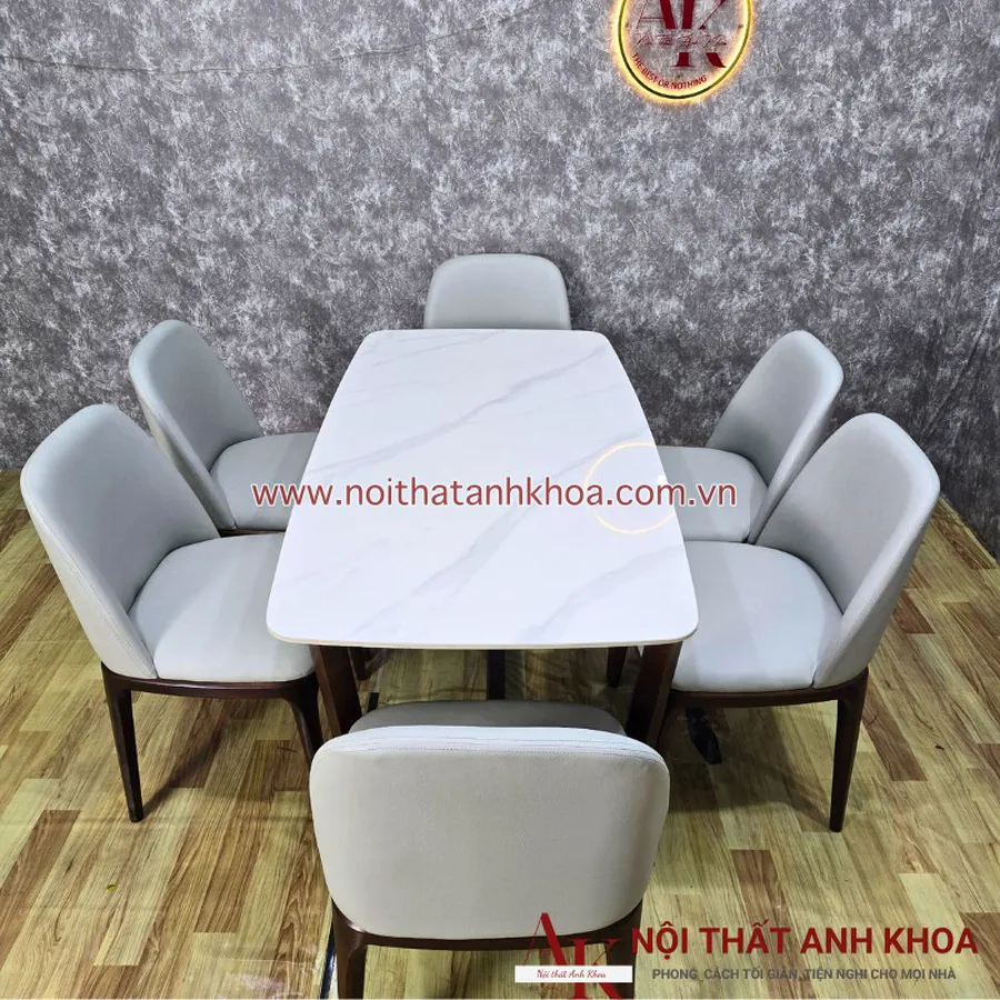 Bộ Bàn Ăn 6 Ghế Mặt Đá Đẹp Hiện Đại