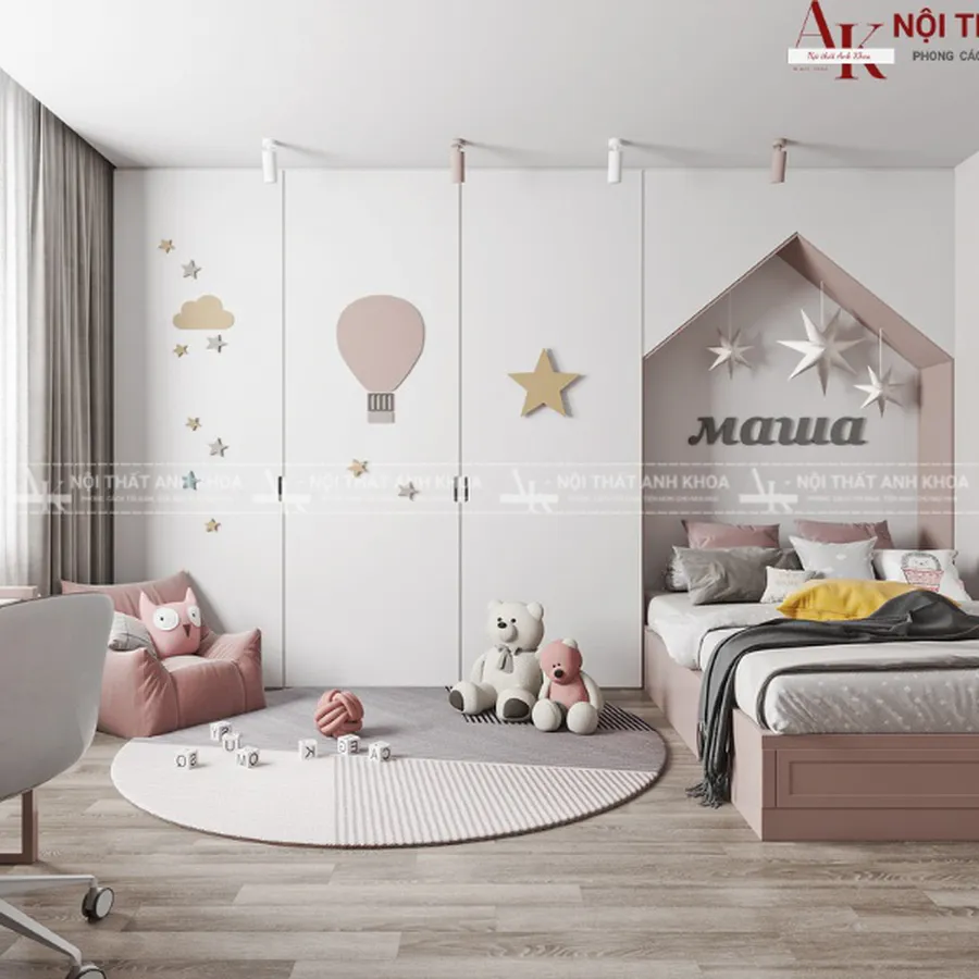 Bộ Combo Phòng Ngủ Bé Gái Đơn Giản