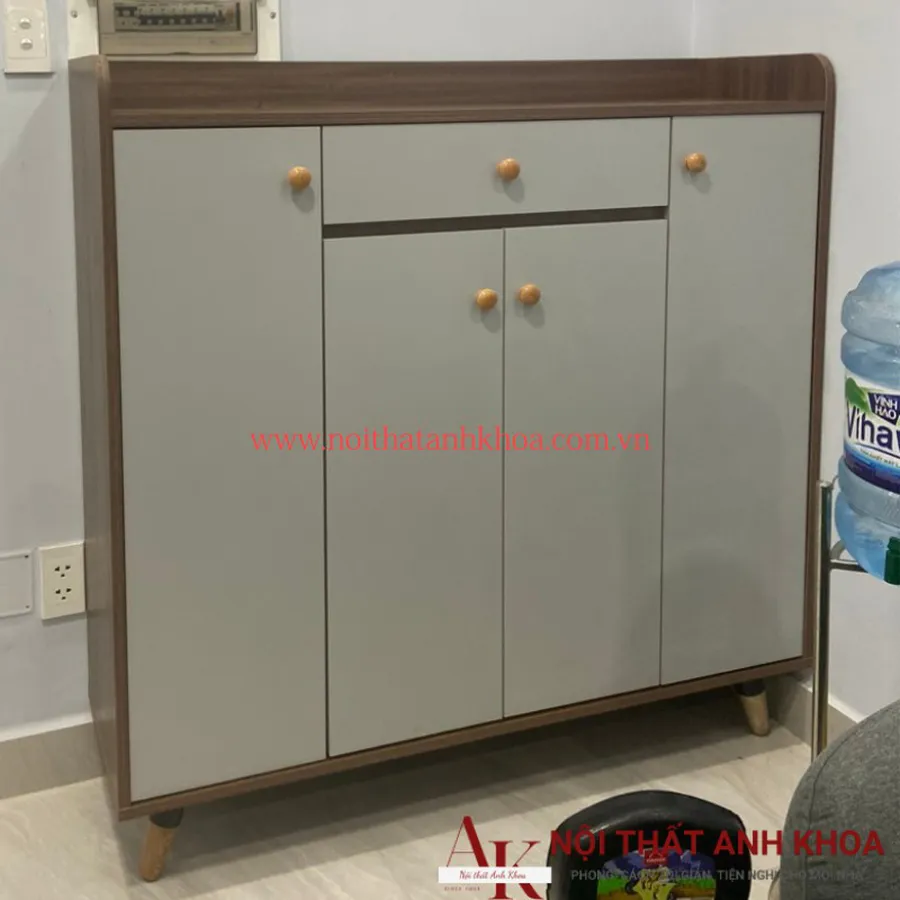 Tủ Giày Gỗ Công Nghiệp Màu Vàng Phối Xám Đẹp Hiện Đại