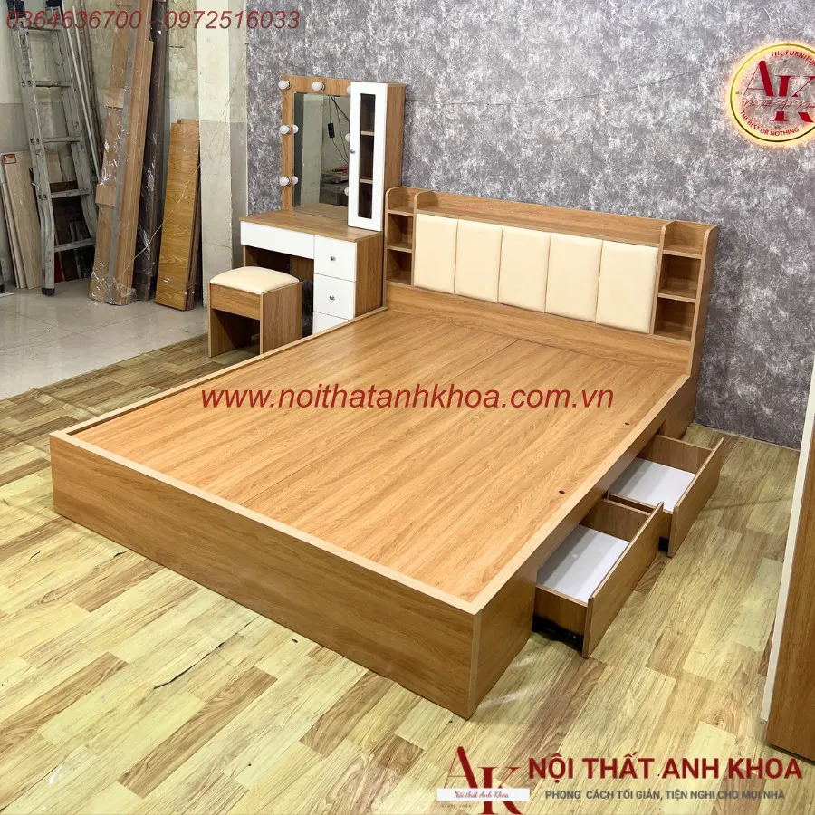 Combo Giường Tủ Bàn Trang Điểm Gỗ Công Nghiệp Hiện Đại Giá Rẻ