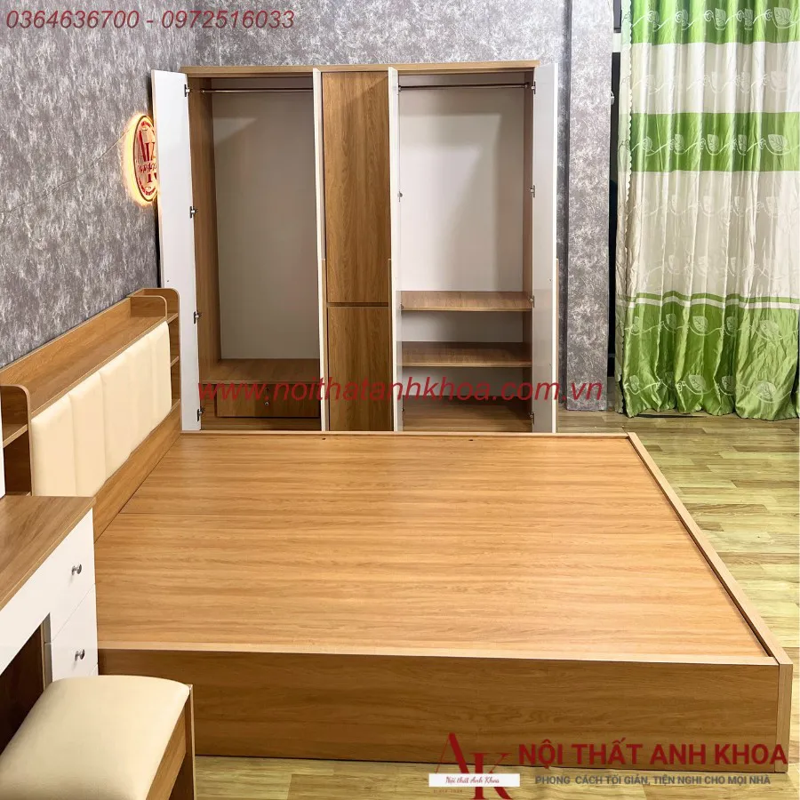 Combo Giường Tủ Bàn Trang Điểm Gỗ Công Nghiệp Hiện Đại Giá Rẻ