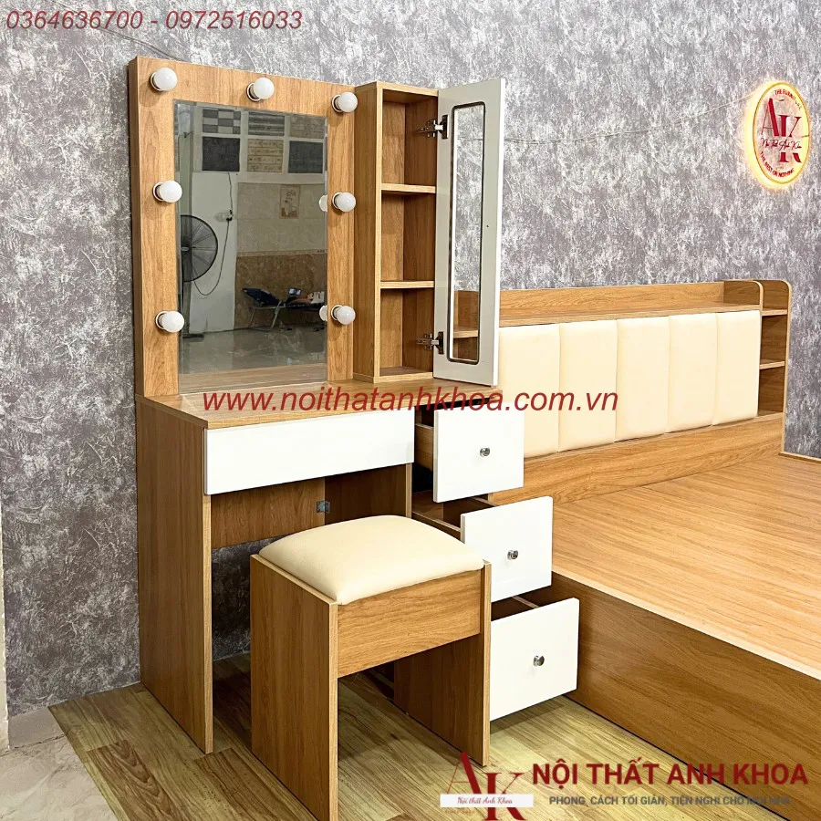 Combo Giường Tủ Bàn Trang Điểm Gỗ Công Nghiệp Hiện Đại Giá Rẻ