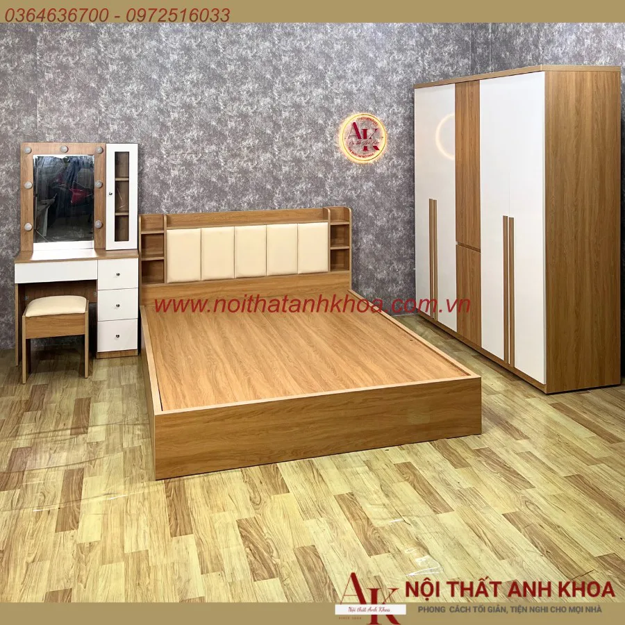 Combo Giường Tủ Bàn Trang Điểm Gỗ Công Nghiệp Hiện Đại Giá Rẻ
