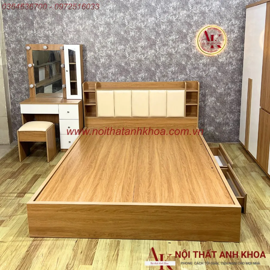 Combo Giường Tủ Bàn Trang Điểm Gỗ Công Nghiệp Hiện Đại Giá Rẻ