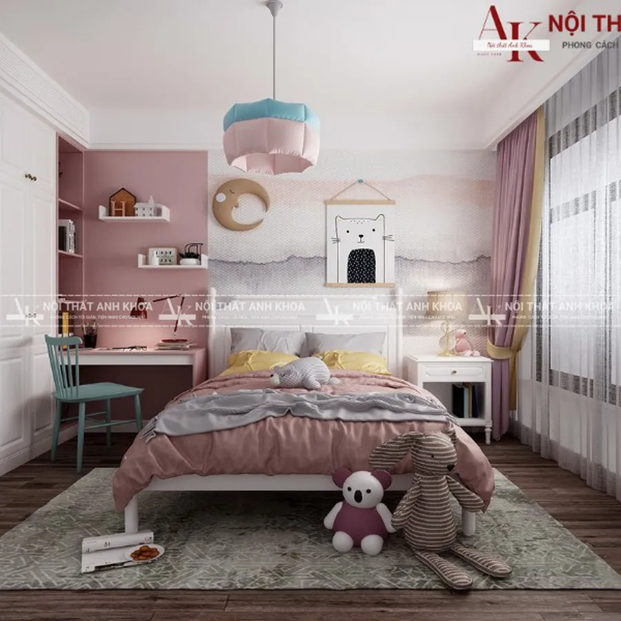 Combo Phòng Ngủ Bé Gái Màu Hồng Đẹp Mê Ly