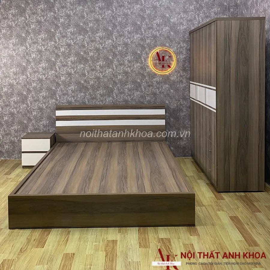 Combo Phòng Ngủ Đẹp Gỗ Công Nghiệp MDF Màu Vân Gỗ Giá Rẻ