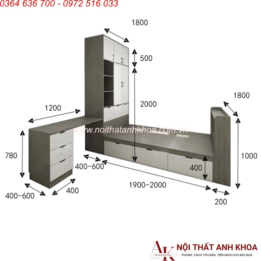 Combo Phòng Ngủ Gỗ Công Nghiệp Giá Tốt