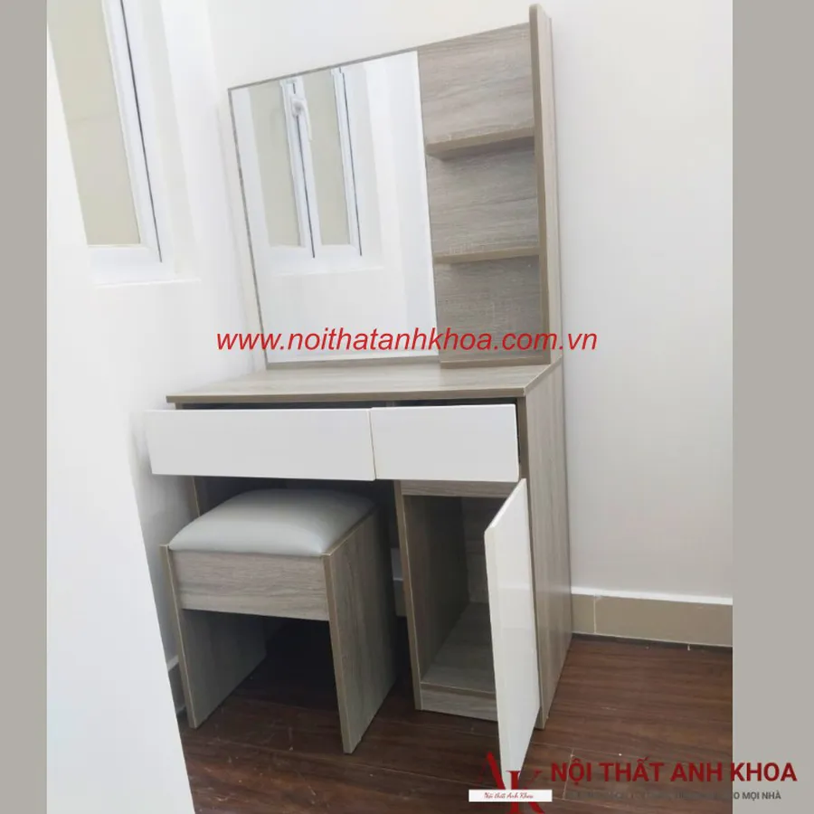 Combo Phòng Ngủ Gỗ Công Nghiệp Màu Xám Phối Trắng Hiện Đại Giá Rẻ