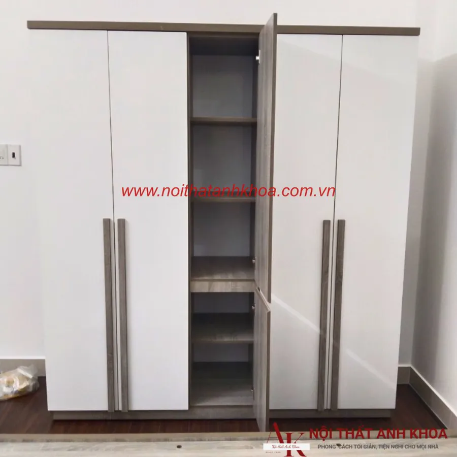 Combo Phòng Ngủ Gỗ Công Nghiệp Màu Xám Phối Trắng Hiện Đại Giá Rẻ