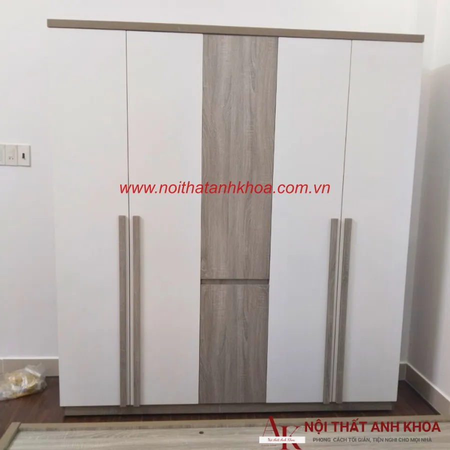 Combo Phòng Ngủ Gỗ Công Nghiệp Màu Xám Phối Trắng Hiện Đại Giá Rẻ