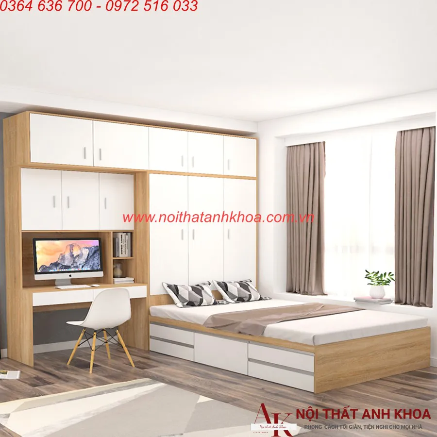 Combo Phòng Ngủ Gỗ Công Nghiệp Phối Màu Đẹp Hiện Đại