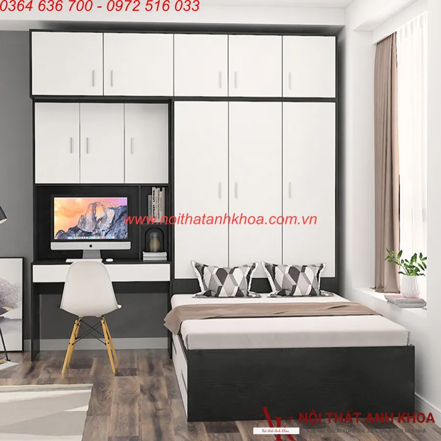Combo Phòng Ngủ Gỗ Công Nghiệp Phối Màu Đẹp Hiện Đại