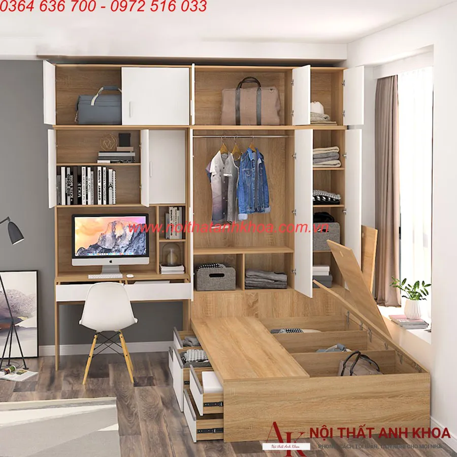 Combo Phòng Ngủ Gỗ Công Nghiệp Phối Màu Đẹp Hiện Đại
