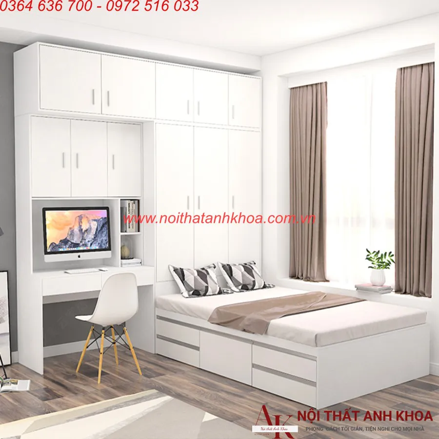 Combo Phòng Ngủ Gỗ Công Nghiệp Phối Màu Đẹp Hiện Đại