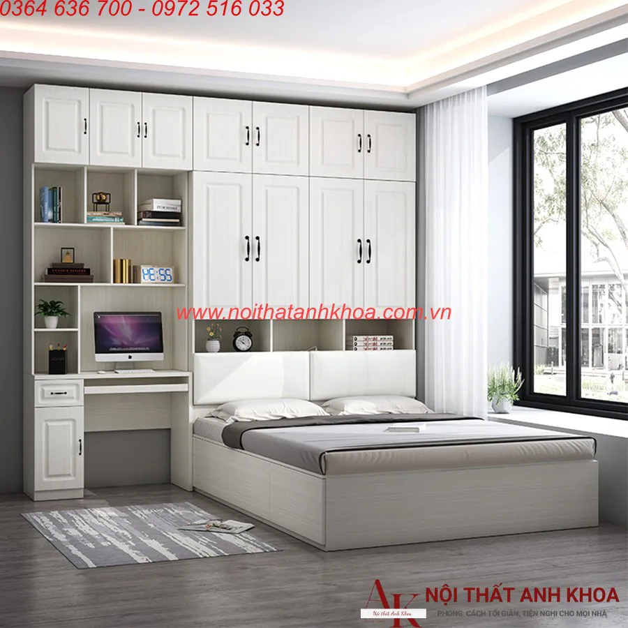 Combo Phòng Ngủ Gỗ Công Nghiệp Thông Minh Hiện Đại