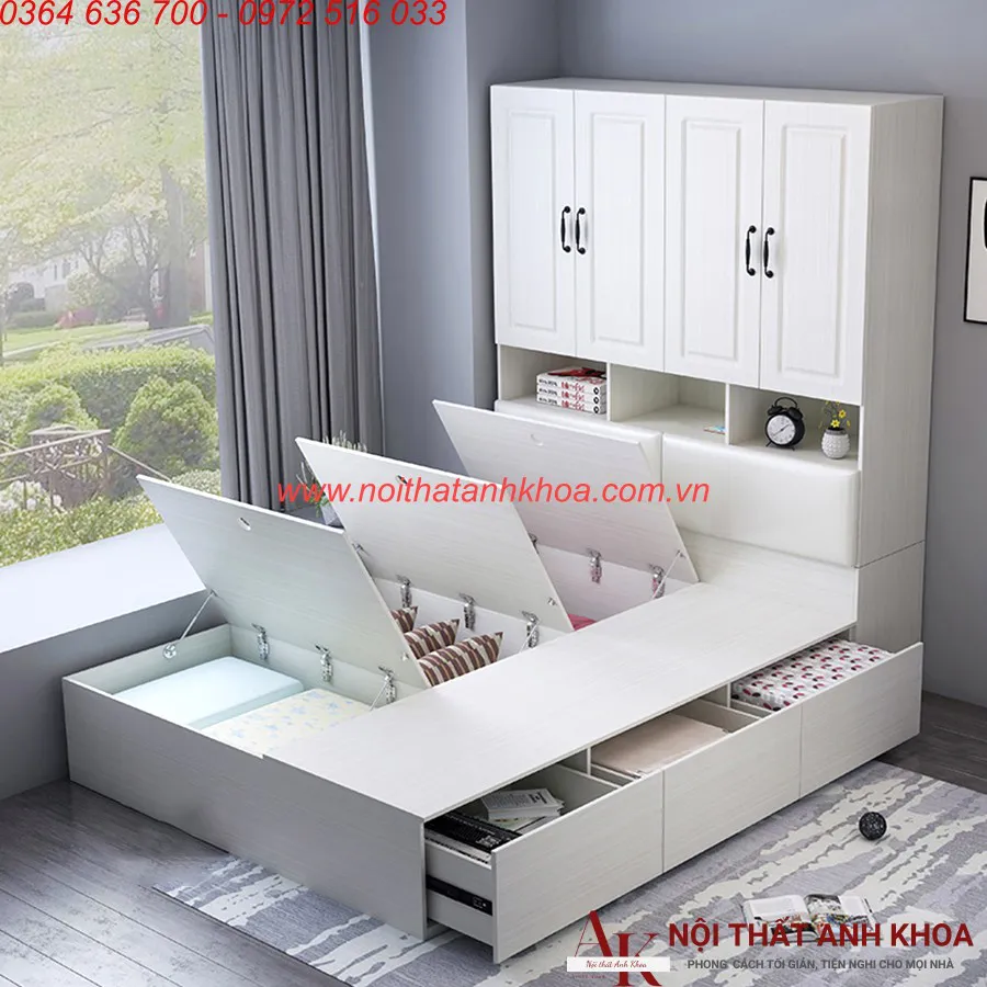 Combo Phòng Ngủ Gỗ Công Nghiệp Thông Minh Hiện Đại