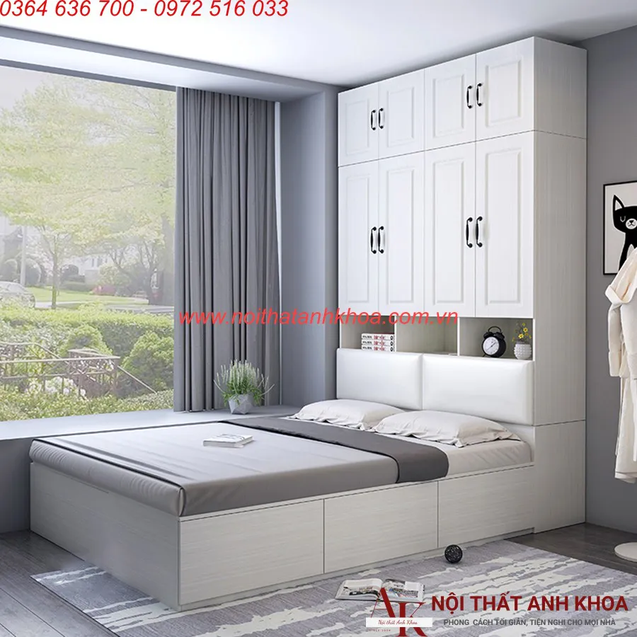 Combo Phòng Ngủ Gỗ Công Nghiệp Thông Minh Hiện Đại