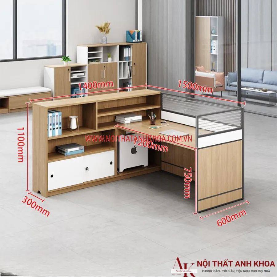 Cụm Bàn Làm Việc Cho Nhân Viên Gỗ MDF Cao Cấp