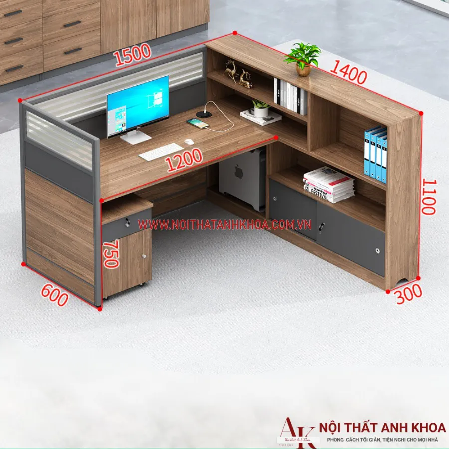 Cụm Bàn Làm Việc Văn Phòng Làm Bằng Gỗ Công Nghiệp Cao Cấp