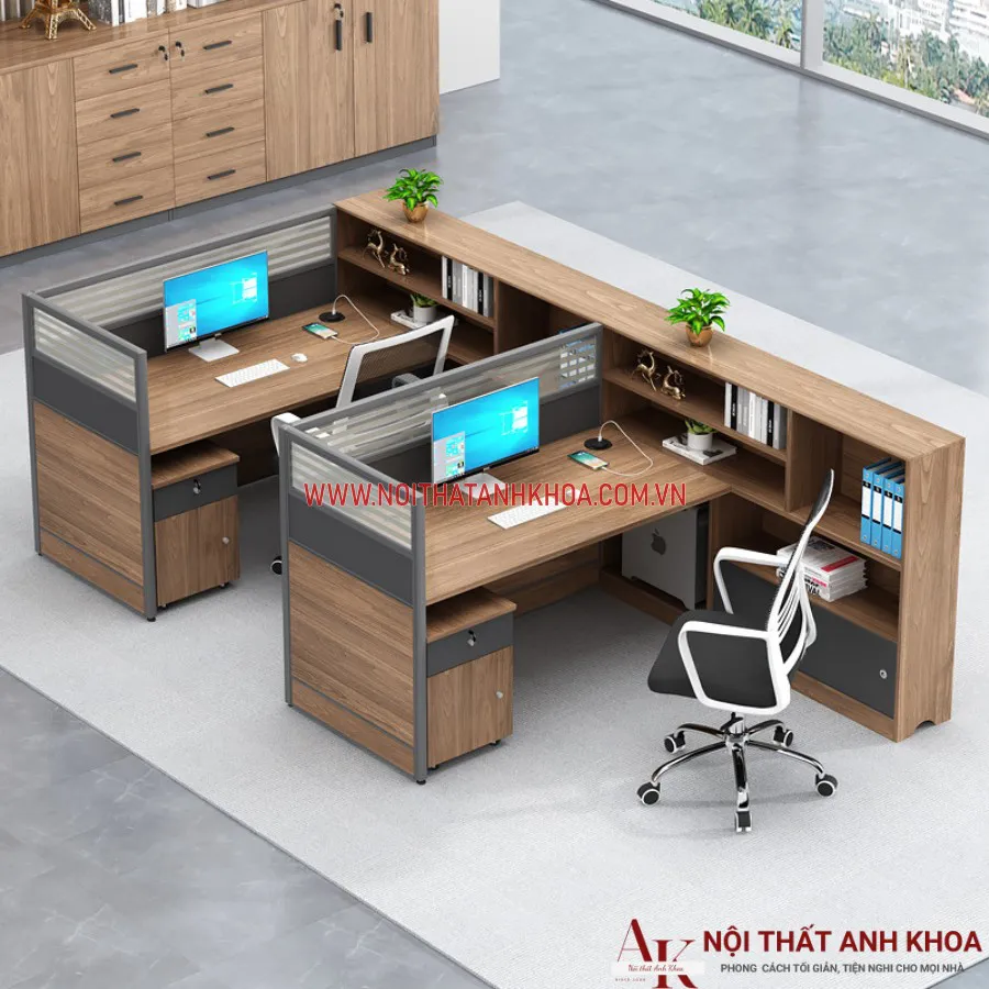 Cụm Bàn Làm Việc Văn Phòng Làm Bằng Gỗ Công Nghiệp Cao Cấp