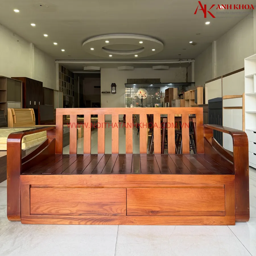 Ghế Sofa Kéo Thành Giường Gỗ Sồi Đẹp Tiện Lợi