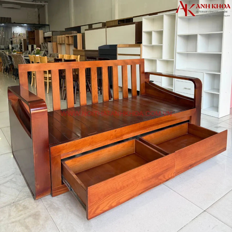 Ghế Sofa Kéo Thành Giường Gỗ Sồi Đẹp Tiện Lợi