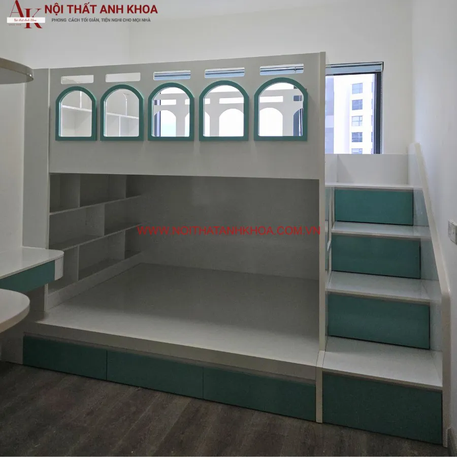 Giường 2 Tầng Gỗ Công Nghiệp Phối Màu Đẹp