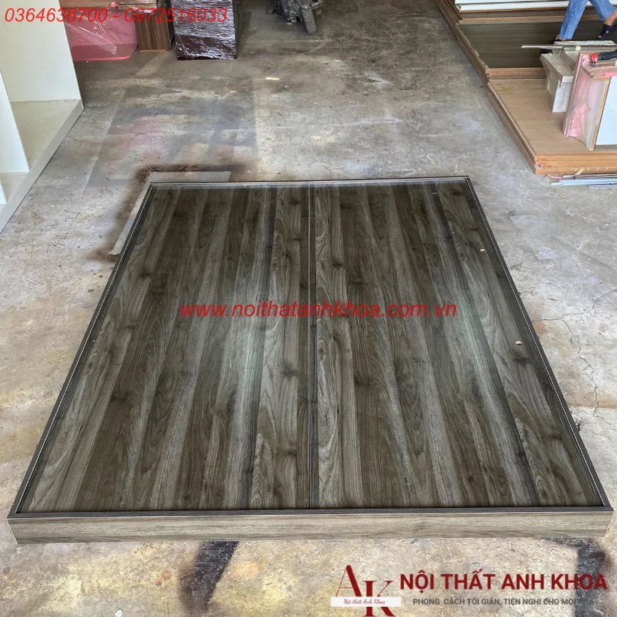 Giường Bệt Gỗ Công Nghiệp Màu Xanh Rêu Giá Rẻ