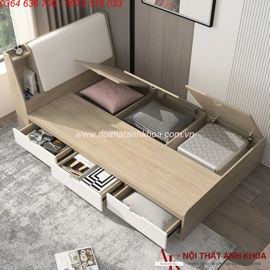 Giường Gấp Thông Minh 1m2 Gỗ Công Nghiệp Hiện Đại