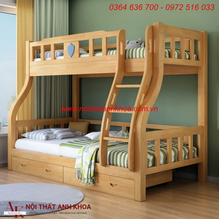 Giường Gỗ 2 Tầng Cho Trẻ Em Hiện Đại Tiện Nghi