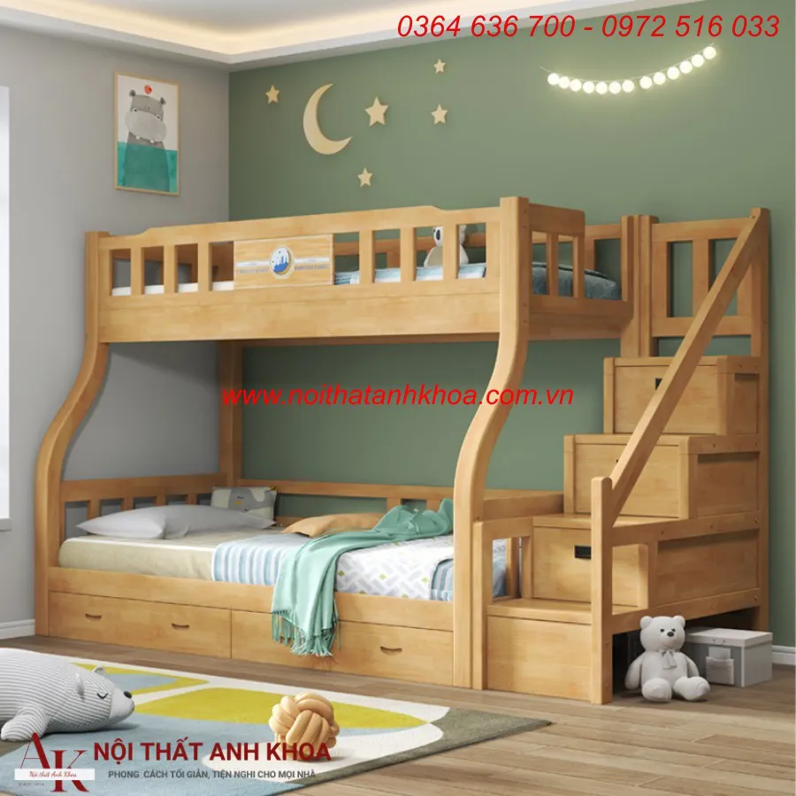 Giường Gỗ 2 Tầng Cho Trẻ Em Hiện Đại Tiện Nghi