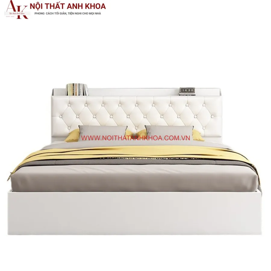 Giường Gỗ Ép Màu Trắng Cao Cấp Hiện Đại