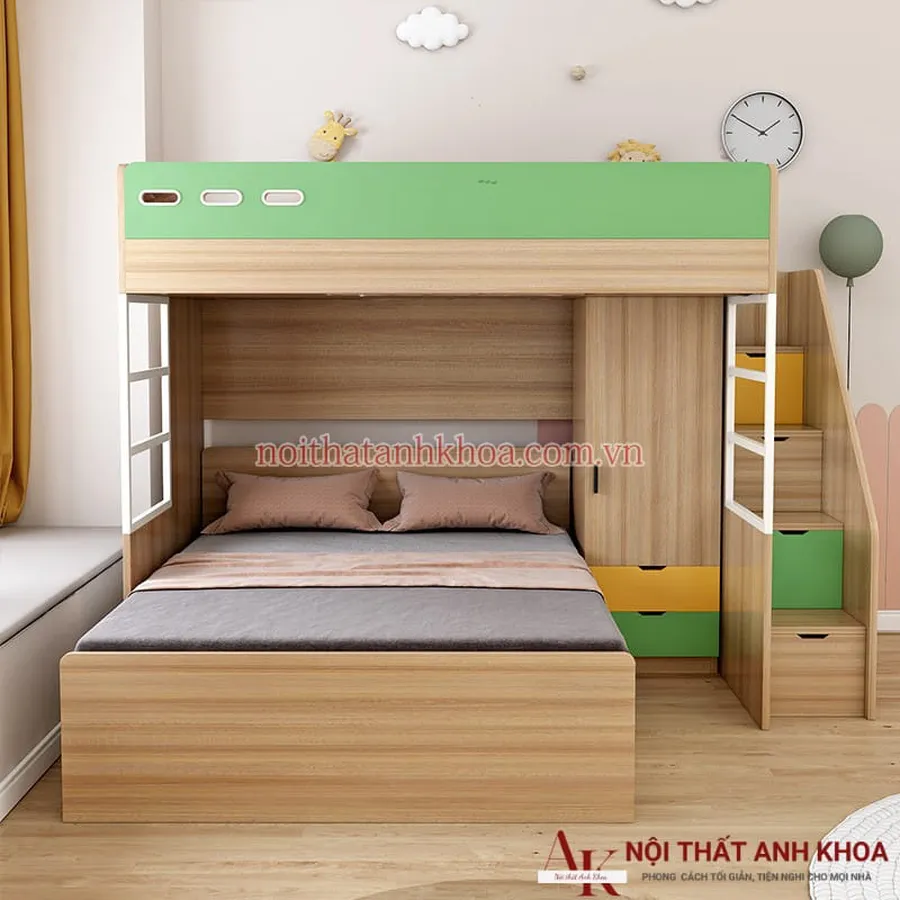 Giường Hai Tầng Gỗ Công Nghiệp Kết Hợp Thông Minh Hiện Đại Giá Rẻ