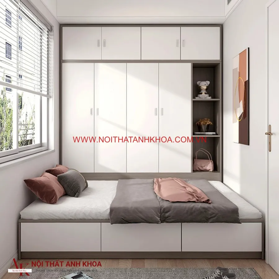 Giường Liền Tủ Gỗ Công Nghiệp Đẹp Hiện Đại