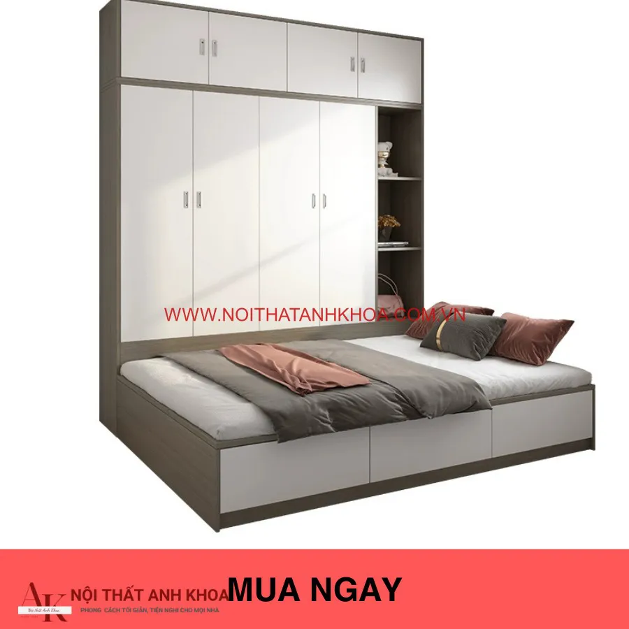 Giường Liền Tủ Gỗ Công Nghiệp Đẹp Hiện Đại