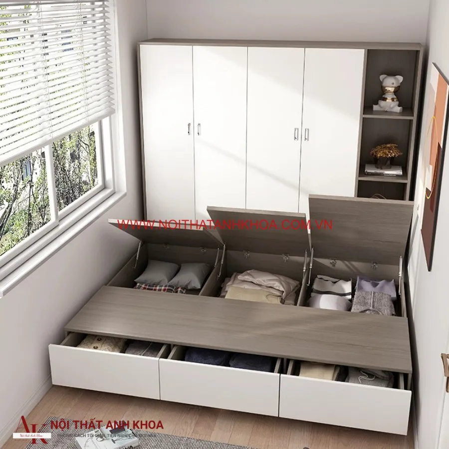 Giường Liền Tủ Gỗ Công Nghiệp Đẹp Hiện Đại