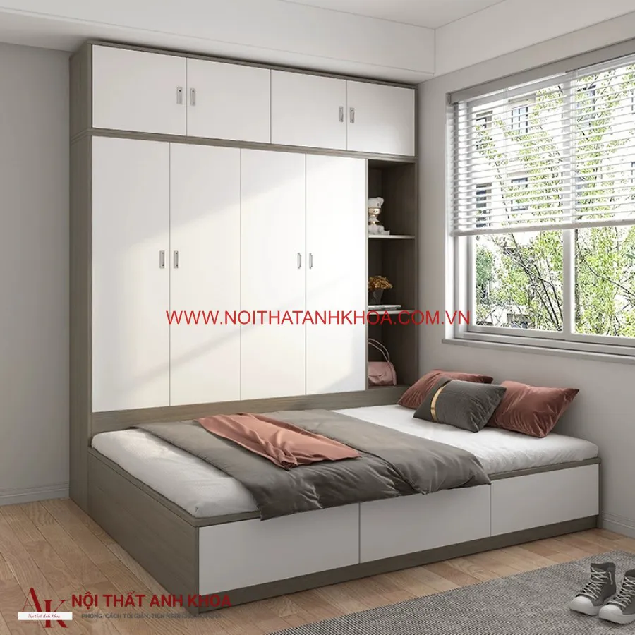 Giường Liền Tủ Gỗ Công Nghiệp Đẹp Hiện Đại