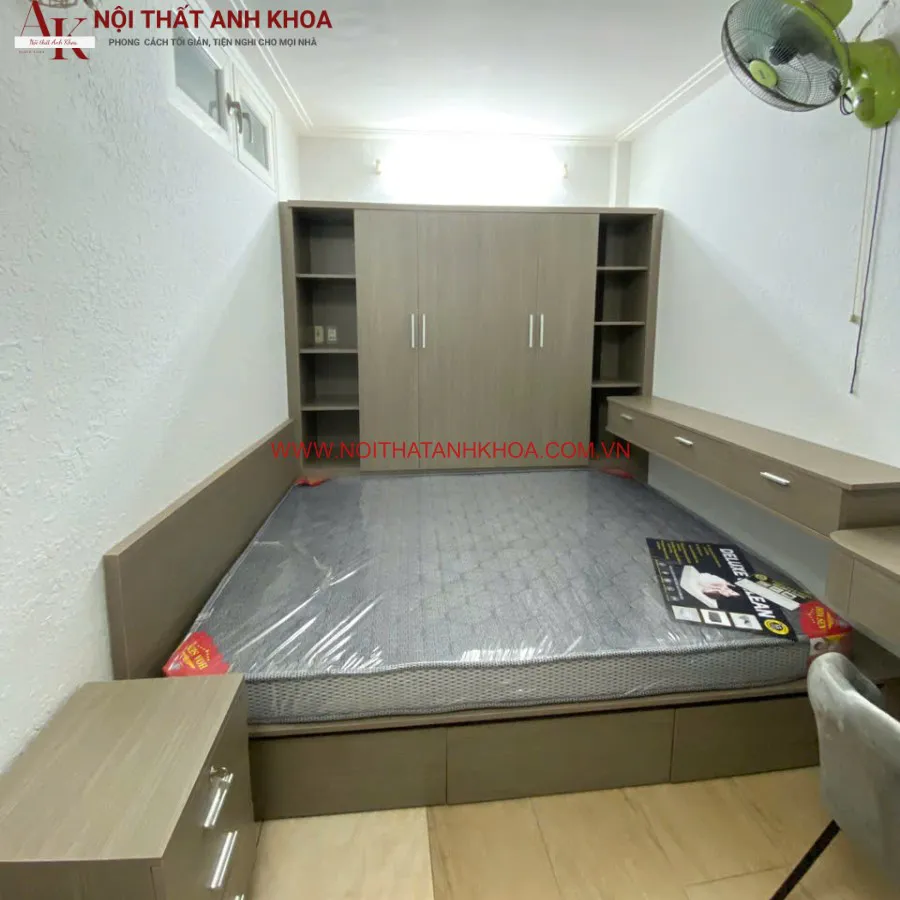 Giường Liền Tủ Gỗ Công Nghiệp Đẹp Hiện Đại