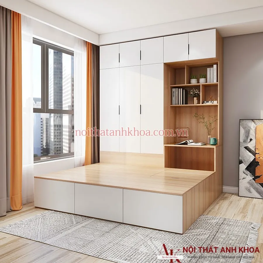 Giường Liền Tủ Quần Áo Gỗ Công Nghiệp Thông Minh Tiện Lợi