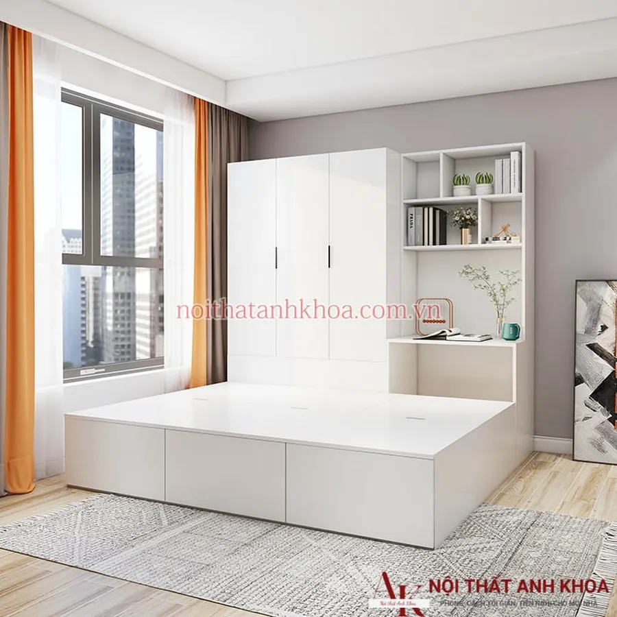 Giường Liền Tủ Quần Áo Gỗ Công Nghiệp Thông Minh Tiện Lợi