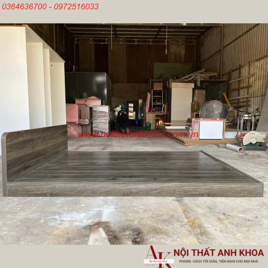 Giường Ngủ Bệt Giá Rẻ Gỗ Công Nghiệp Màu Xanh Rêu