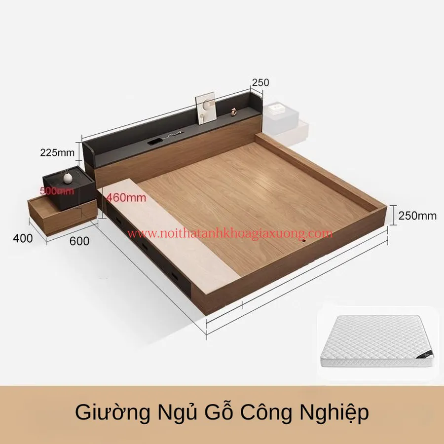 Giường Ngủ Đơn Giản Gỗ Công Nghiệp Có Ngăn Kéo Giá Rẻ