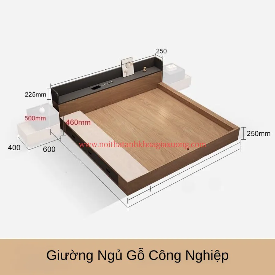 Giường Ngủ Đơn Giản Gỗ Công Nghiệp Có Ngăn Kéo Giá Rẻ