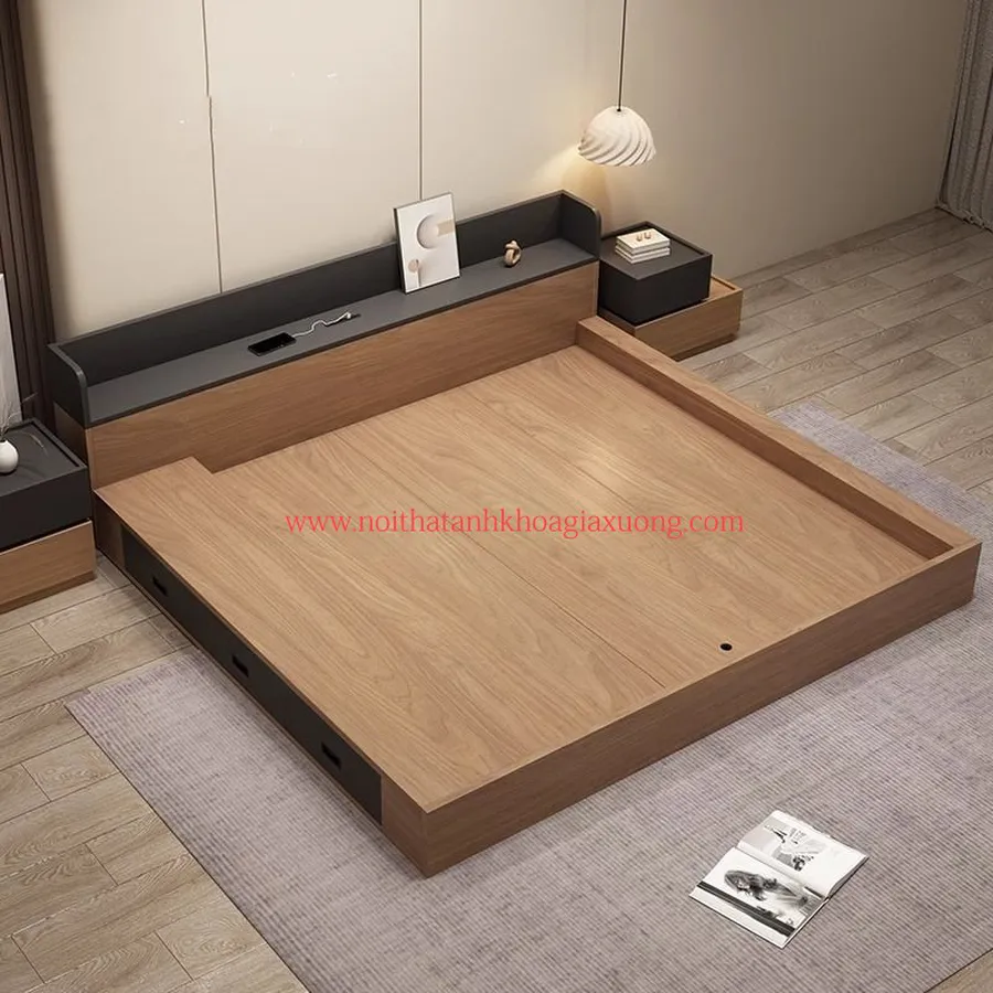 Giường Ngủ Đơn Giản Gỗ Công Nghiệp Có Ngăn Kéo Giá Rẻ