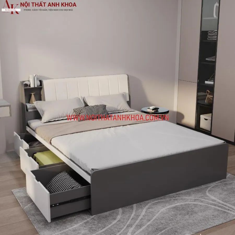 Giường Ngủ Bọc Nệm Đầu Giường Làm Bằng Gỗ Công Nghiệp