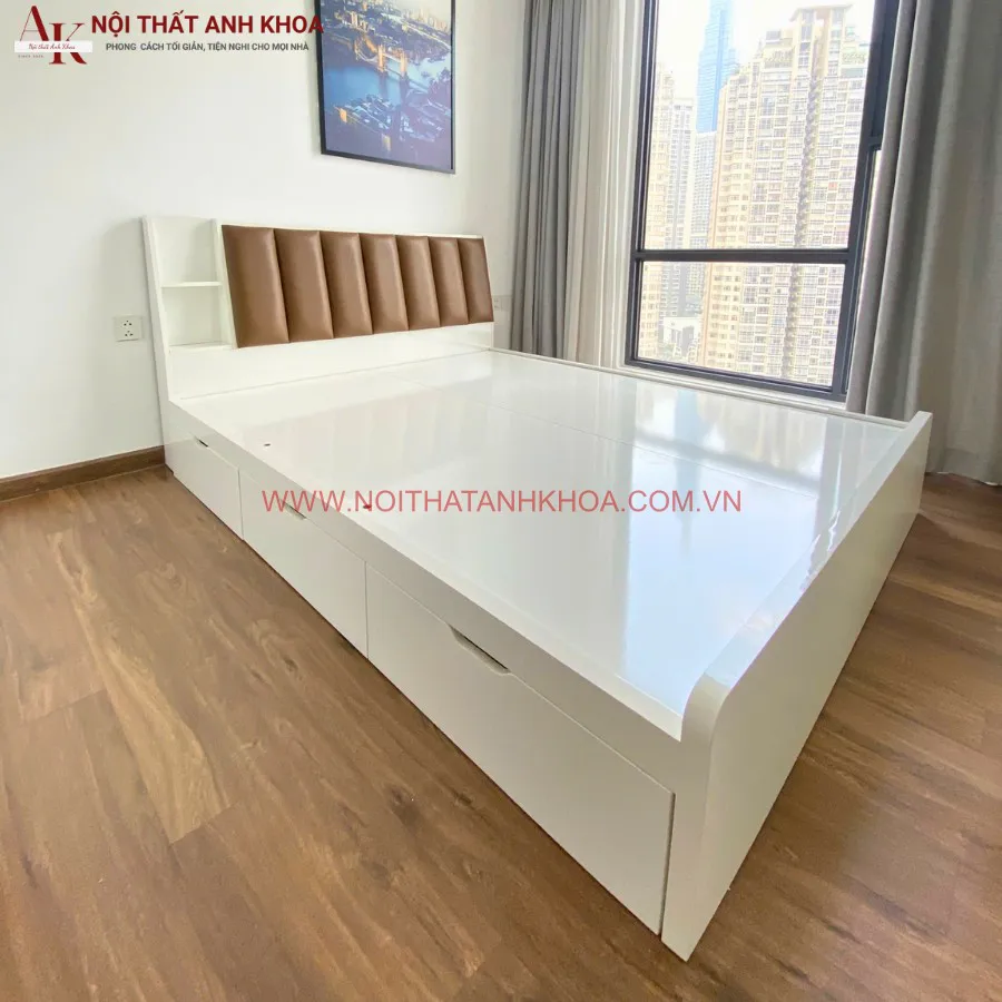 Giường Ngủ Bọc Nệm Đầu Giường Làm Bằng Gỗ Công Nghiệp