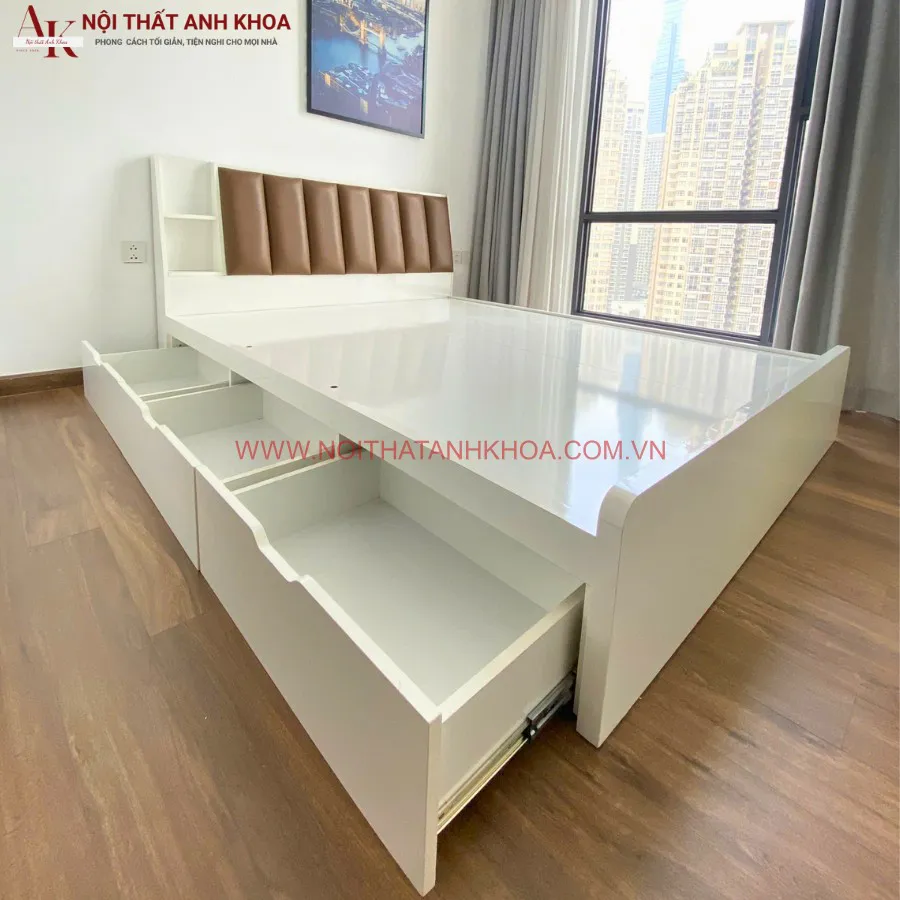 Giường Ngủ Bọc Nệm Đầu Giường Làm Bằng Gỗ Công Nghiệp