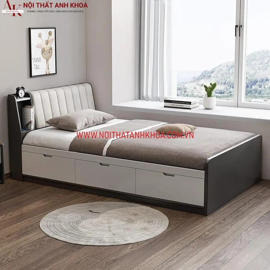 Giường Ngủ Bọc Nệm Đầu Giường Làm Bằng Gỗ Công Nghiệp