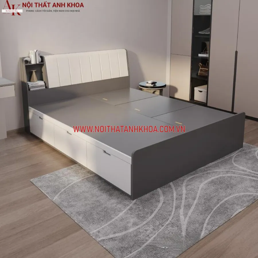 Giường Ngủ Bọc Nệm Đầu Giường Làm Bằng Gỗ Công Nghiệp